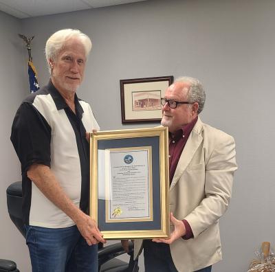 Presenting Gerald with a Proclamation for Gerald T Buhr Month